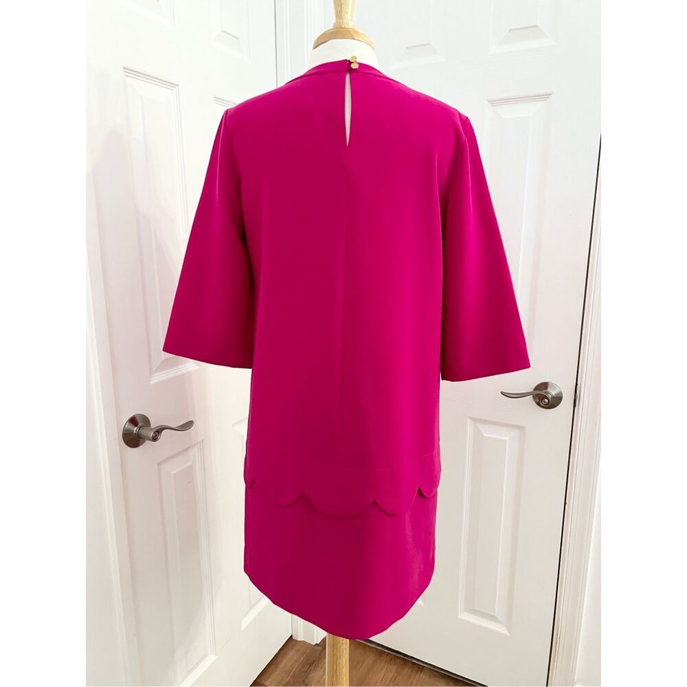 Kate Spade Demi Sweetheart Shift Scallop Dress Pink 3/4 Sleeve Shift Dress 10 - Picture 3 of 6